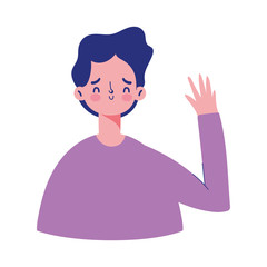 young man cartoon character isolated icon on white background