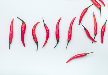 red chili on white background