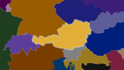 Austria, administrative divisions - light glow