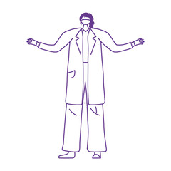 professional female physician with medical mask protection