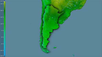 Argentina, annual temperature - dark glow