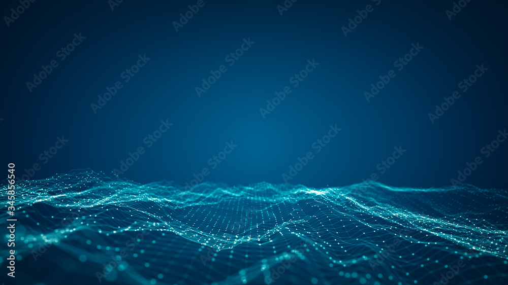 Fototapete technology connection digital big data concept. abstract of digital data flow on blue background. tr