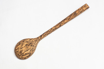 Spoon wood on white background.