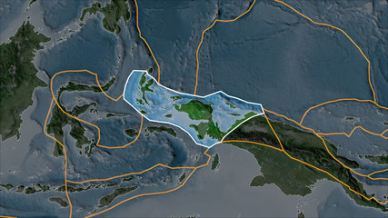 Birds Head plate separated. Satellite imagery A