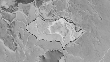 Australian plate separated. Grayscale elevation