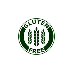 Gluten free green badge for diet control icon. Gluten free sign isolated on white background