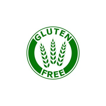 Gluten free green badge for diet control icon. Gluten free sign isolated on white background