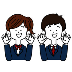 サプライズに喜ぶ学生男女