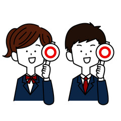 マルを持つ学生男女