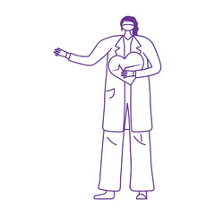 female physician with medical mask and heartbeat health