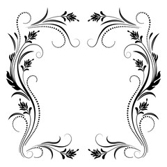 Decorative vintage frame with floral ornament in retro style isolated on white