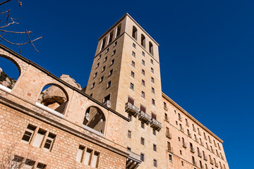 Montserrat monastery on mountain in Barcelona, Catalonia.