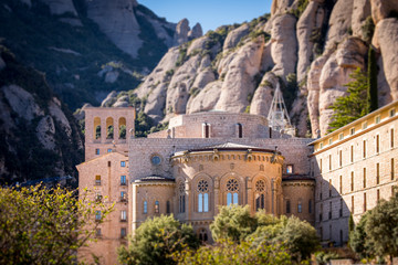 Fototapeta premium Montserrat monastery on mountain in Barcelona, Catalonia.
