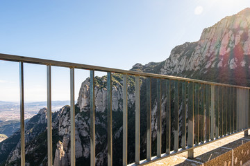 Montserrat monastery on mountain in Barcelona, Catalonia.