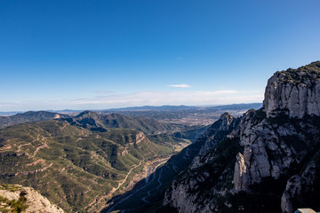 Montserrat monastery on mountain in Barcelona, Catalonia.