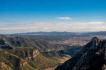 Montserrat monastery on mountain in Barcelona, Catalonia.