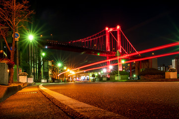 Fototapeta na wymiar 若戸大橋の夜景【福岡県北九州市】