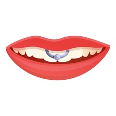 Lips piercing icon. Cartoon of lips piercing vector icon for web design isolated on white background