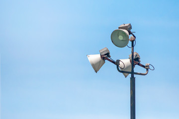 street lights on blue sky background