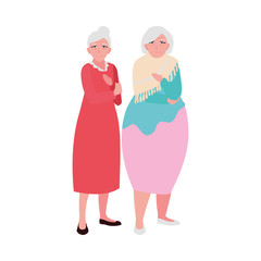 happy elderly women sharing at home