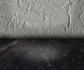 Empty top of  stone ground on concrete wall background texture grunge and surface with space or display for add text or image and product. Loft style interior design.