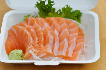 raw salmon , sliced salmon