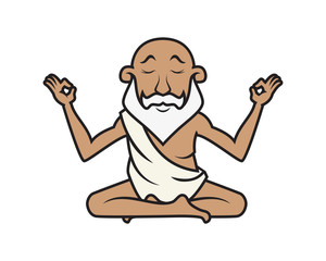Detailed Yoga Guru Mascot Illustration