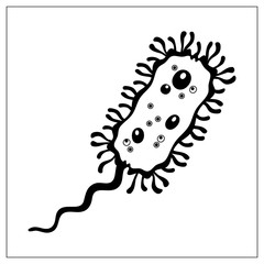 Vector illustration with outlines of bacteria, virus, cells, germs or epidemic bacillus. For web, logo, app, UI. Isolat