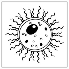 Vector illustration with outlines of bacteria, virus, cells, germs or epidemic bacillus. For web, logo, app, UI. Isolat