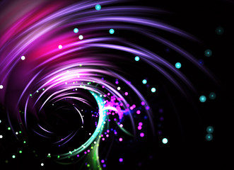 Obraz premium Dynamic curves ands blur pattern. Fractal graphics. Science and technology concept, bokeh