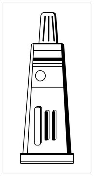 recommend clip art: Vector illustration with outlines of Cosmetic packaging, plastic tube icon. For web, logo, app, UI. Isolated