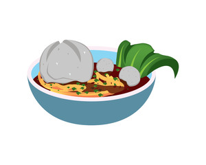 Detailed Bakso or Asian Food Illustration
