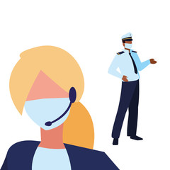 professional couple wearing face mask