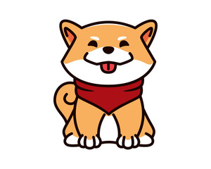 Cute and Sweet Shiba Inu with Smiling Expression Illustration
