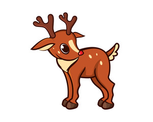 Obraz premium Cute and Sweet Reindeer with Cartoon Style