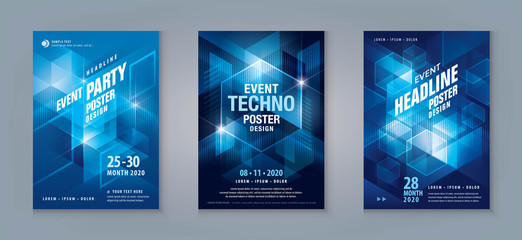 Business Flyer Poster Design Set. Layout Template, Abstract techno Geometric Background