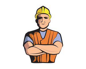 Construction Worker Character Illustration