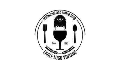 logo of the restaurant's emblem, vintage style with an eagle theme