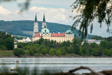 Abbey of Klosterneuburg monastery on a partly sunny day