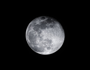 full moon in black background 