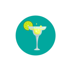 cocktail with lemon colorful flat icon with long shadow. cocktail flat icon
