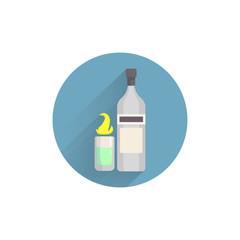 sambuca bottle with glass colorful flat icon with long shadow. sambuca flat icon