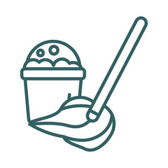 floor mop and bucket line style icon