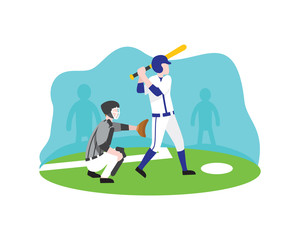 Baseball Players or Baseball Athletes Playing Together Illustration
