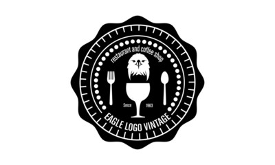 logo of the restaurant's emblem, vintage style with an eagle theme