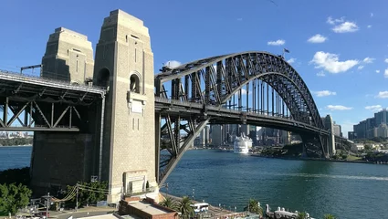 Fotobehang Sydney Harbour Bridge Avond uitzicht op de Sydney Harbour Bridge