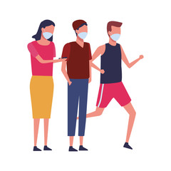 Fototapeta premium people using face masks for covid19