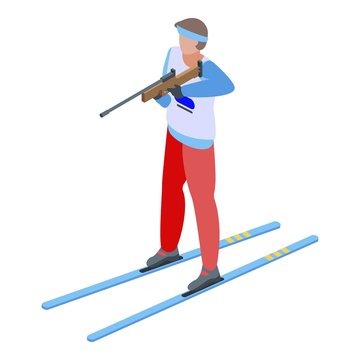 recommend clip art: Biathlon shooting icon. Isometric of biathlon shooting vector icon for web design isolated on white background