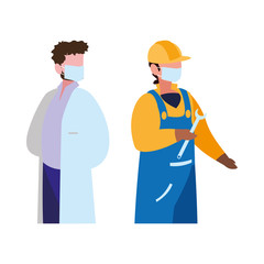 professional men wearing face mask