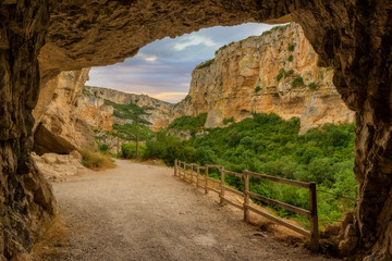 Cave in the greenway of Irati in Navarra